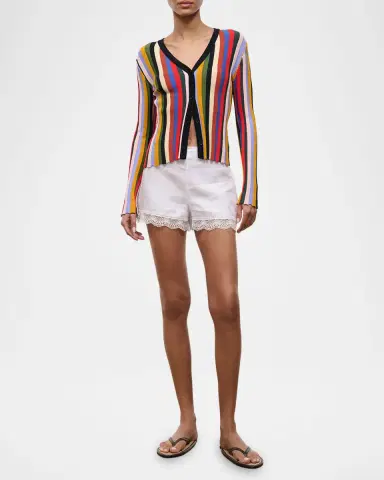 Staud Ezra Striped Button-Down Cardigan | Thumbnail 2