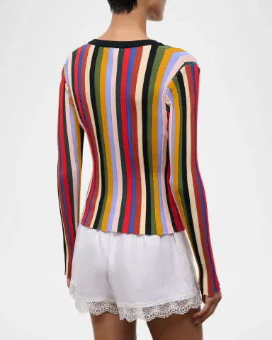 Staud Ezra Striped Button-Down Cardigan | Thumbnail 3