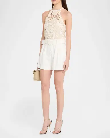 Ramy Brook Aubree Openwork Floral Belted Romper | Thumbnail 3