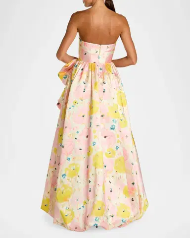 Mac Duggal Floral-Print Mikado Satin Strapless Gown | Thumbnail 3 Mac Duggal Floral-Print Mikado Satin Strapless Gown | Thumbnail 3