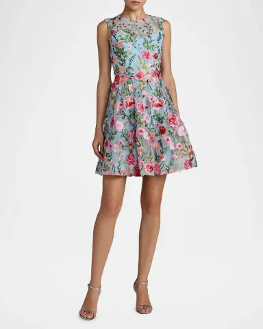 Mac Duggal Floral-Embroidered Lace Illusion A-Line Mini Dress | Thumbnail 2 Mac Duggal Floral-Embroidered Lace Illusion A-Line Mini Dress | Thumbnail 2