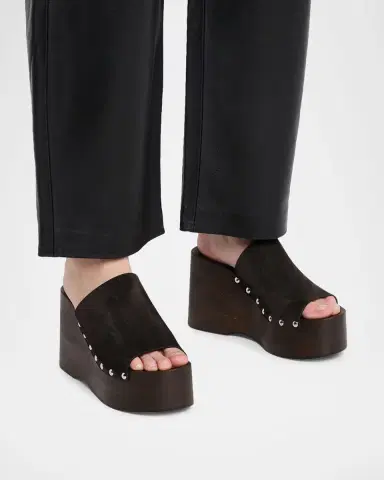 Stuart Weitzman 100mm Kate Suede Platform Clogs | Thumbnail 2