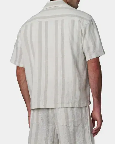 Joe's Jeans Men's Dobby Stripe Cotton and Linen Cabana Shirt | Thumbnail 3