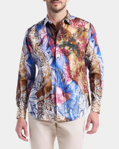 Robert Graham Men's Mendiburu Multi-Print Cotton Sport Shirt | Thumbnail 4 Robert Graham Men's Mendiburu Multi-Print Cotton Sport Shirt | Thumbnail 4