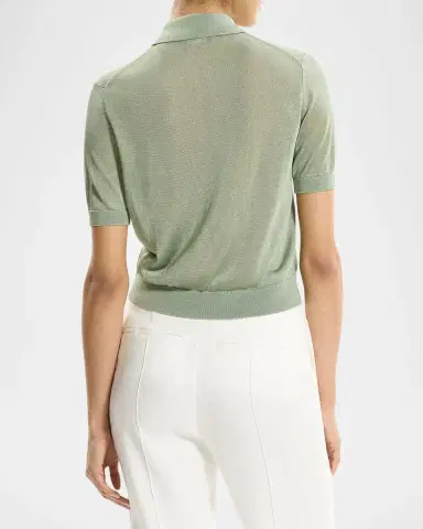 Theory Sheer Short-Sleeve Polo Shirt | Thumbnail 3 Theory Sheer Short-Sleeve Polo Shirt | Thumbnail 3