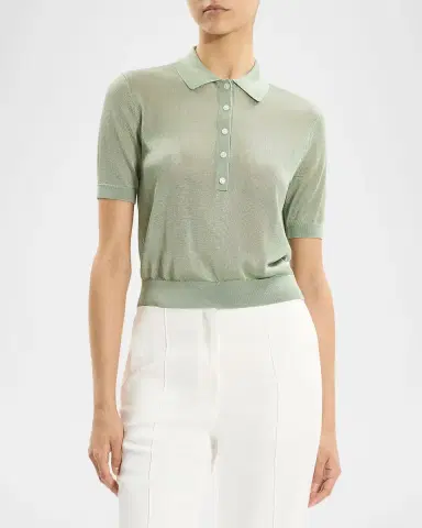 Theory Sheer Short-Sleeve Polo Shirt | Thumbnail 4 Theory Sheer Short-Sleeve Polo Shirt | Thumbnail 4
