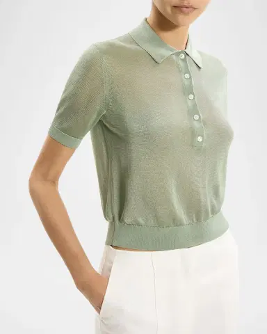 Theory Sheer Short-Sleeve Polo Shirt | Thumbnail 5 Theory Sheer Short-Sleeve Polo Shirt | Thumbnail 5