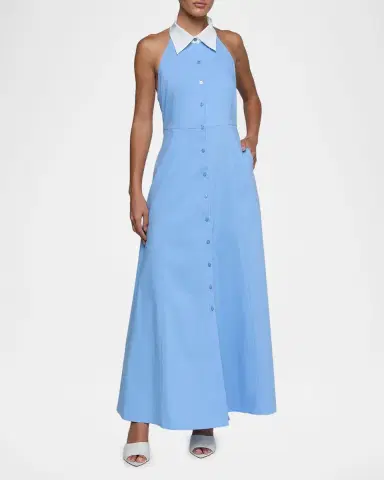 L'AGENCE Maurie Cotton Poplin Halter Maxi Dress | Thumbnail 2 L'AGENCE Maurie Cotton Poplin Halter Maxi Dress | Thumbnail 2
