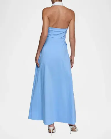 L'AGENCE Maurie Cotton Poplin Halter Maxi Dress | Thumbnail 3 L'AGENCE Maurie Cotton Poplin Halter Maxi Dress | Thumbnail 3