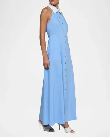 L'AGENCE Maurie Cotton Poplin Halter Maxi Dress | Thumbnail 4 L'AGENCE Maurie Cotton Poplin Halter Maxi Dress | Thumbnail 4