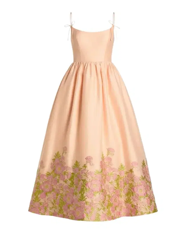 Mac Duggal Sleeveless Floral Organza Midi Dress