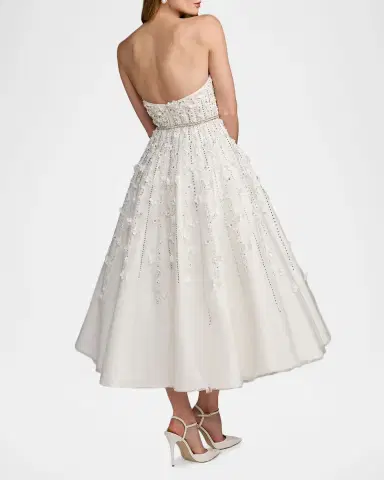 Mac Duggal Strapless Beaded Fit-&-Flare Midi Dress | Thumbnail 3 Mac Duggal Strapless Beaded Fit-&-Flare Midi Dress | Thumbnail 3