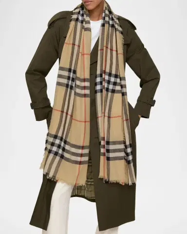 Burberry Check Lightweight Wool Scarf | Thumbnail 2 Burberry Check Lightweight Wool Scarf | Thumbnail 2