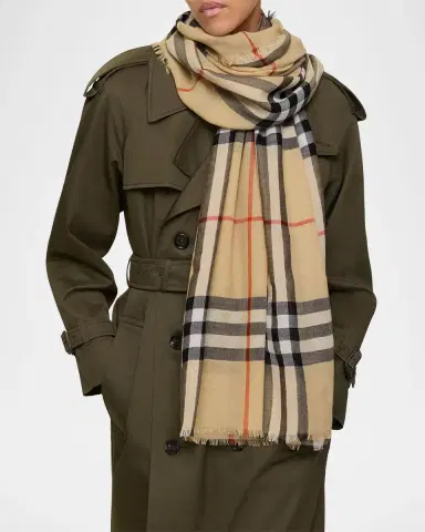 Burberry Check Lightweight Wool Scarf | Thumbnail 3 Burberry Check Lightweight Wool Scarf | Thumbnail 3