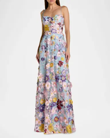 Mac Duggal Floral Applique A-Line Bustier Gown | Thumbnail 2