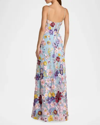 Mac Duggal Floral Applique A-Line Bustier Gown | Thumbnail 3