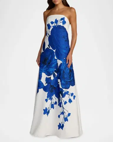 Mac Duggal Strapless Floral-Print Crepe Gown | Thumbnail 2 Mac Duggal Strapless Floral-Print Crepe Gown | Thumbnail 2
