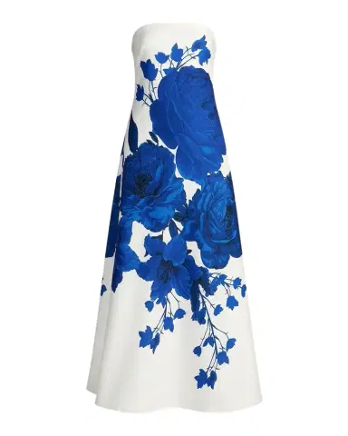Mac Duggal Strapless Floral-Print Crepe Gown | Thumbnail 1 Mac Duggal Strapless Floral-Print Crepe Gown | Thumbnail 1