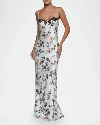 L'Agence Sayla Lace-Trim Silk Gown | Thumbnail 2