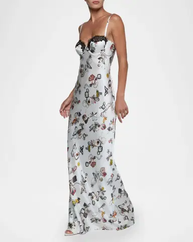 L'Agence Sayla Lace-Trim Silk Gown | Thumbnail 4