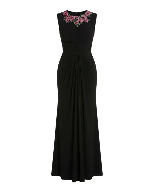 Mac Duggal Crystal-Embellished Jersey Column Gown