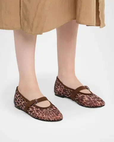 Stuart Weitzman Sai Bareitall Leopard Mesh Ballerina Flats | Thumbnail 2