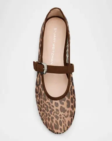 Stuart Weitzman Sai Bareitall Leopard Mesh Ballerina Flats | Thumbnail 6