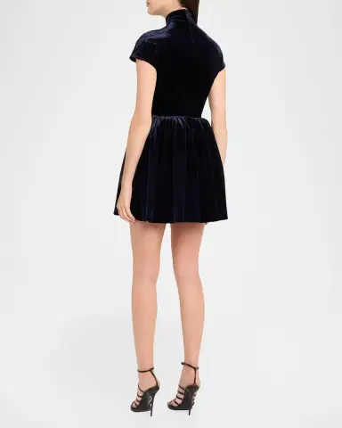 Alaïa Mock-Neck Velvet Fit-And-Flare Mini Dress | Thumbnail 3 Alaïa Mock-Neck Velvet Fit-And-Flare Mini Dress | Thumbnail 3