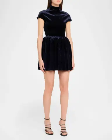 Alaïa Mock-Neck Velvet Fit-And-Flare Mini Dress | Thumbnail 4 Alaïa Mock-Neck Velvet Fit-And-Flare Mini Dress | Thumbnail 4