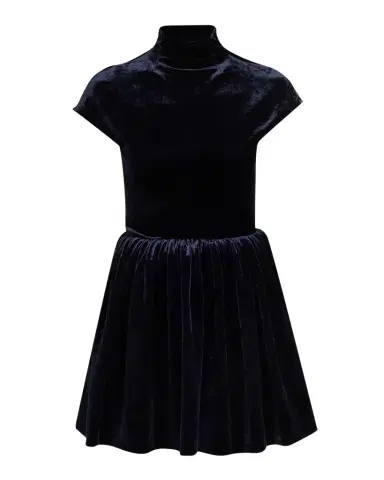 Alaïa Mock-Neck Velvet Fit-And-Flare Mini Dress | Thumbnail 1 Alaïa Mock-Neck Velvet Fit-And-Flare Mini Dress | Thumbnail 1