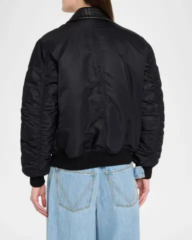 Bottega Veneta Intrecciato Collar Blouson Bomber Jacket | Thumbnail 3 Bottega Veneta Intrecciato Collar Blouson Bomber Jacket | Thumbnail 3