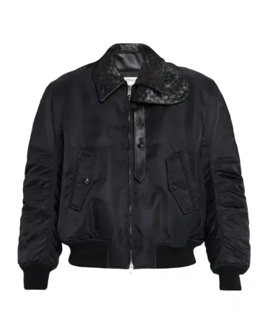Bottega Veneta Intrecciato Collar Blouson Bomber Jacket | Thumbnail 1 Bottega Veneta Intrecciato Collar Blouson Bomber Jacket | Thumbnail 1