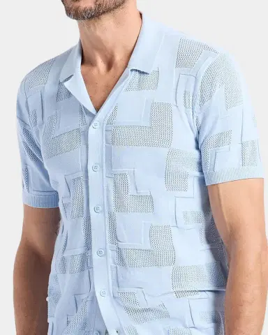 Robert Graham Men's Drayford Geometric Cotton Knit Short-Sleeve Sweater | Thumbnail 5 Robert Graham Men's Drayford Geometric Cotton Knit Short-Sleeve Sweater | Thumbnail 5