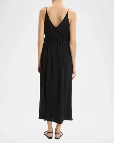 Theory Gathered Drawstring-Waist Midi Dress | Thumbnail 3 Theory Gathered Drawstring-Waist Midi Dress | Thumbnail 3