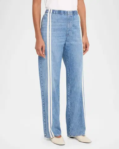 Rag & Bone Featherweight Logan Wide-Leg Denim Track Pants | Thumbnail 3