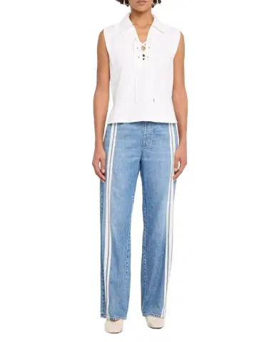 Rag & Bone Featherweight Logan Wide-Leg Denim Track Pants | Thumbnail 1