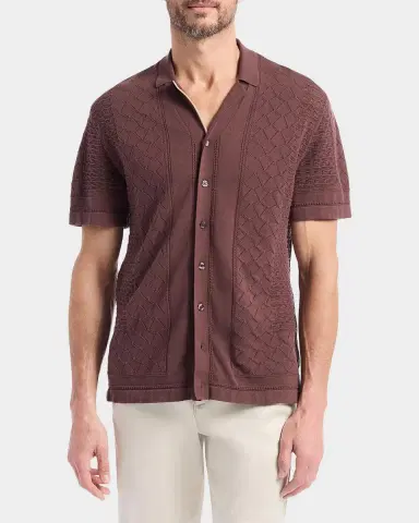 Robert Graham Men's Delmar Cotton Geometric Knit Short-Sleeve Sweater | Thumbnail 4 Robert Graham Men's Delmar Cotton Geometric Knit Short-Sleeve Sweater | Thumbnail 4