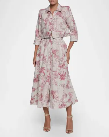 L'Agence Eda Cropped Etoile-Print Linen Jacket | Thumbnail 2 L'Agence Eda Cropped Etoile-Print Linen Jacket | Thumbnail 2