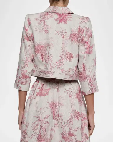 L'Agence Eda Cropped Etoile-Print Linen Jacket | Thumbnail 3 L'Agence Eda Cropped Etoile-Print Linen Jacket | Thumbnail 3