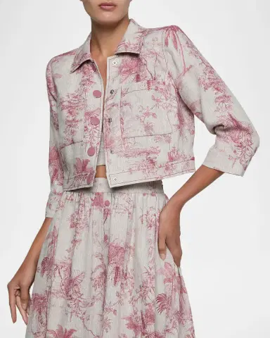 L'Agence Eda Cropped Etoile-Print Linen Jacket | Thumbnail 5 L'Agence Eda Cropped Etoile-Print Linen Jacket | Thumbnail 5