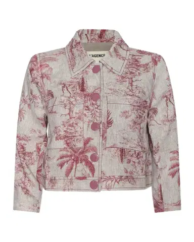 L'Agence Eda Cropped Etoile-Print Linen Jacket | Thumbnail 1 L'Agence Eda Cropped Etoile-Print Linen Jacket | Thumbnail 1
