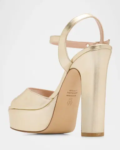 Stuart Weitzman 130mm Reade Metallic Leather Platform Sandals | Thumbnail 4 Stuart Weitzman 130mm Reade Metallic Leather Platform Sandals | Thumbnail 4