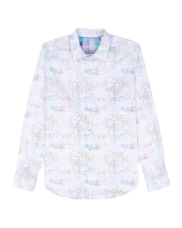 Men 's Vista Paisley-Plaid Stretch Sport Shirt