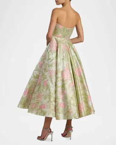 Mac Duggal Floral Brocade Strapless A-Line Cocktail Dress | Thumbnail 3 Mac Duggal Floral Brocade Strapless A-Line Cocktail Dress | Thumbnail 3