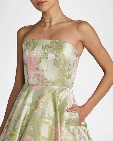 Mac Duggal Floral Brocade Strapless A-Line Cocktail Dress | Thumbnail 4 Mac Duggal Floral Brocade Strapless A-Line Cocktail Dress | Thumbnail 4