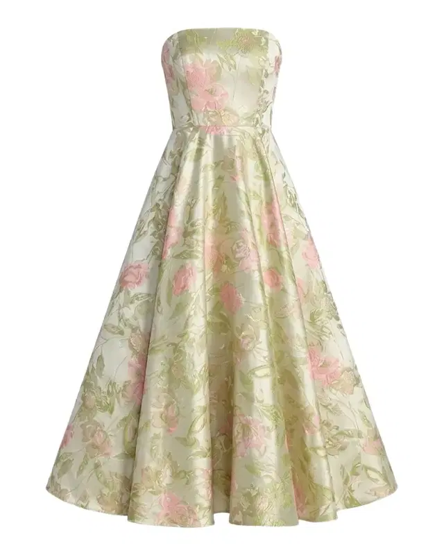 Mac Duggal Floral Brocade Strapless A-Line Cocktail Dress