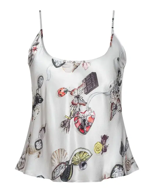 Charmy Butterfly-Print Satin Cami