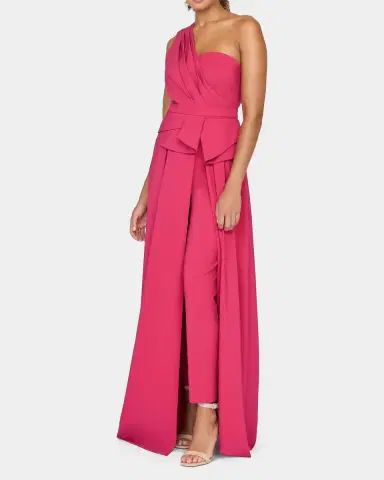 Kay Unger New York Everette One-Shoulder Walk-Thru Jumpsuit | Thumbnail 2 Kay Unger New York Everette One-Shoulder Walk-Thru Jumpsuit | Thumbnail 2