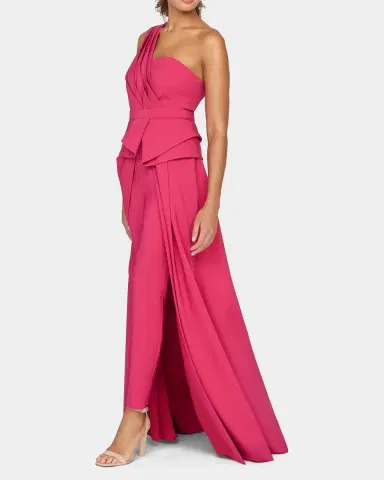 Kay Unger New York Everette One-Shoulder Walk-Thru Jumpsuit | Thumbnail 6 Kay Unger New York Everette One-Shoulder Walk-Thru Jumpsuit | Thumbnail 6