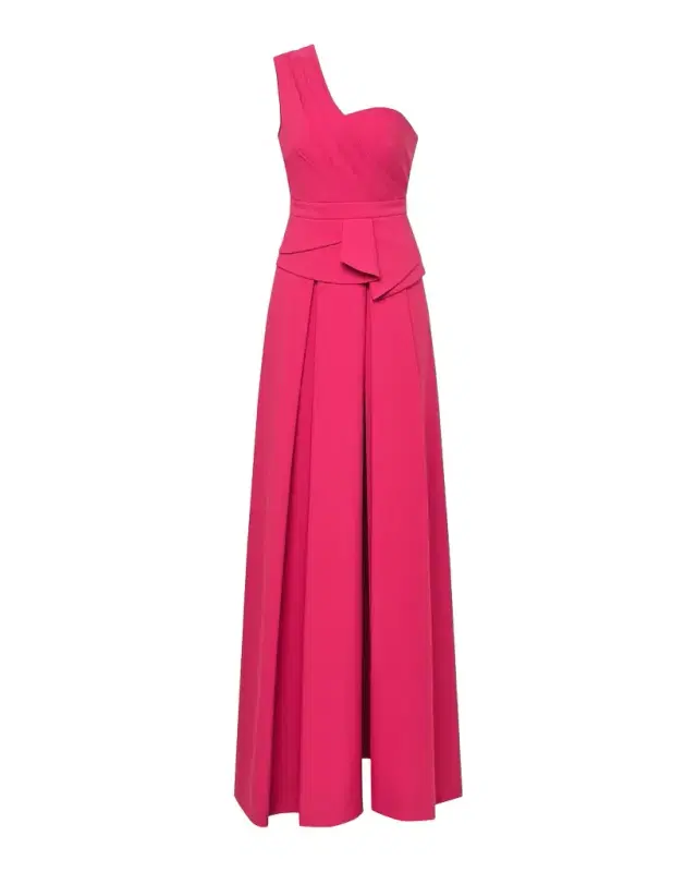 Kay Unger New York Everette One-Shoulder Walk-Thru Jumpsuit